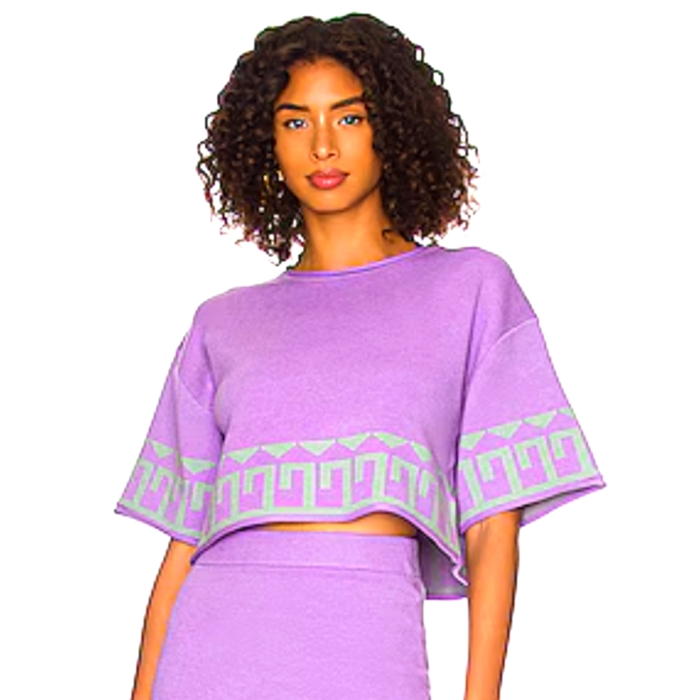 NWT Callahan Knit Isa Top Dahlia Purple Women Mint Design Crop Short Sleeve Crop